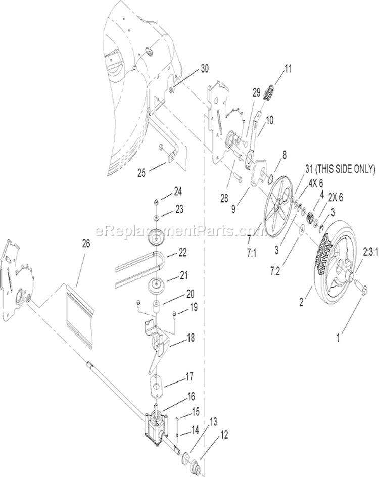 Rear Axle and Transmission Assembly Diagram and Parts List for 20075 270000001-270999999 - 2007 Toro Lawn Mower