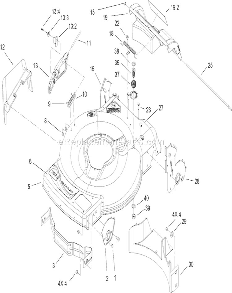 Deck, Side Chute and Rear Door Assembly Diagram and Parts List for 20075 270000001-270999999 - 2007 Toro Lawn Mower
