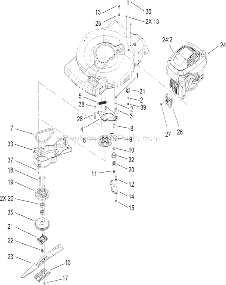 Engine Assembly Diagram and Parts List for 20075 270000001-270999999 - 2007 Toro Lawn Mower