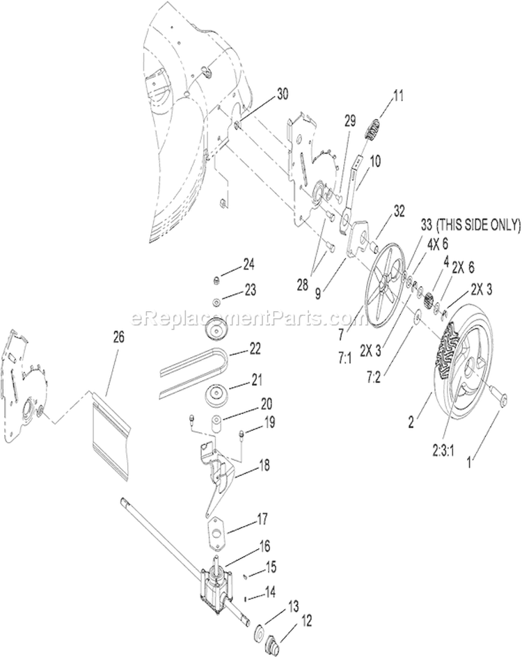 Rear Axle and Transmission Assembly Diagram and Parts List for 20074A 270000001-270999999 - 2007 Toro Lawn Mower