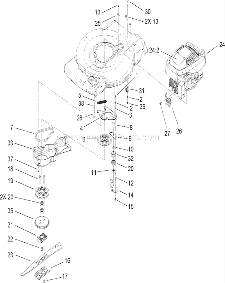 Engine Assembly Diagram and Parts List for 20076A 270000001-270999999 - 2007 Toro Lawn Mower