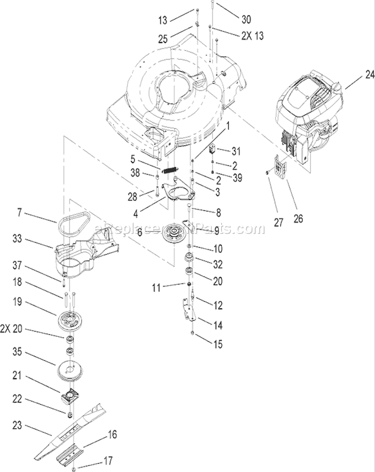 Engine Assembly Diagram and Parts List for 20076 270000001-270999999 - 2007 Toro Lawn Mower