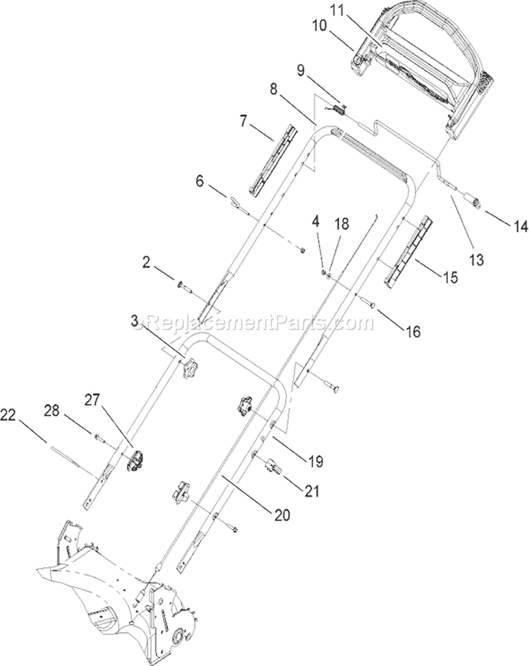 Handle Assembly Diagram and Parts List for 20076 270000001-270999999 - 2007 Toro Lawn Mower