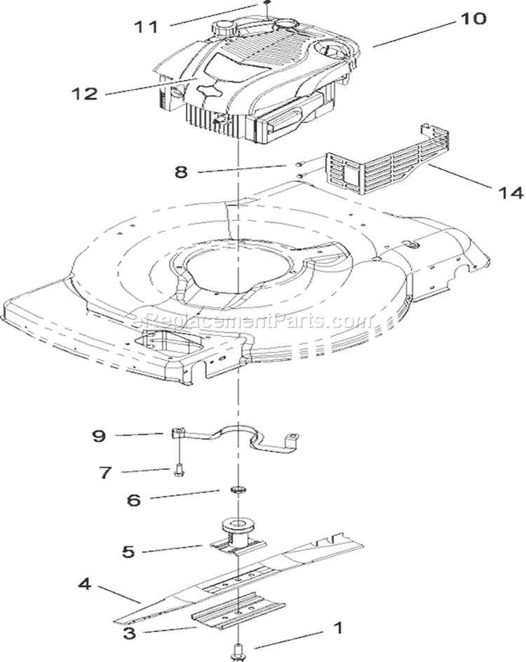 Engine and Blade Assembly Diagram and Parts List for 20087 280009001-280999999 - 2008 Toro Lawn Mower