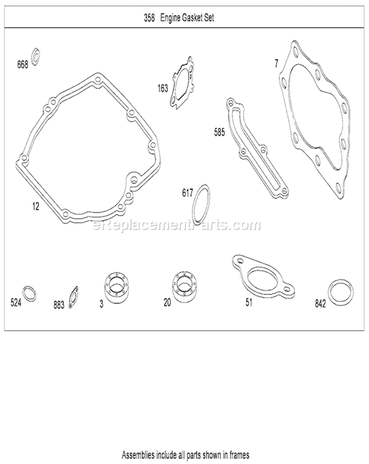 Engine Gasket Set Diagram and Parts List for 20089 280000001-280999999 - 2008 Toro Lawn Mower