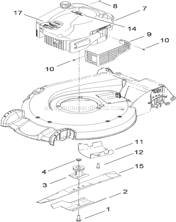 Engine and Blade Assembly Diagram and Parts List for 20090 290000001-290999999 - 2009 Toro Lawn Mower