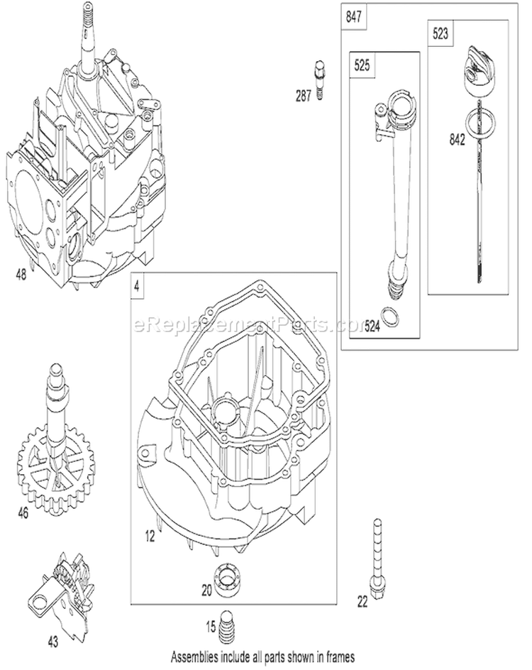 Crankcase Assembly Diagram and Parts List for 20090C 290000001-290999999 - 2009 Toro Lawn Mower