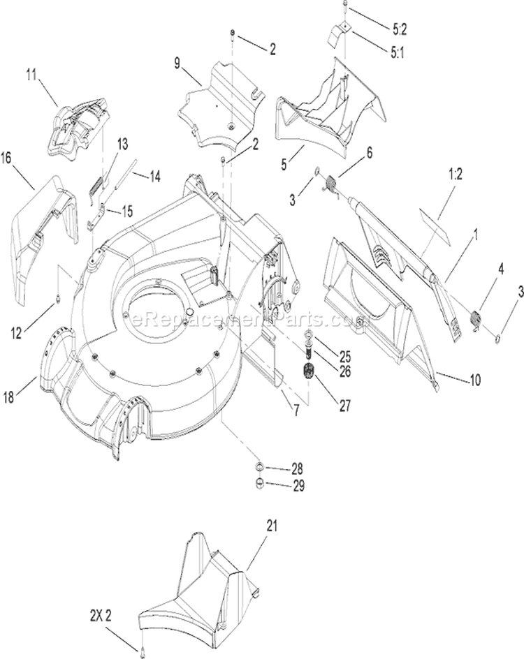 Housing Assembly Diagram and Parts List for 20090 280000001-280999999 - 2008 Toro Lawn Mower