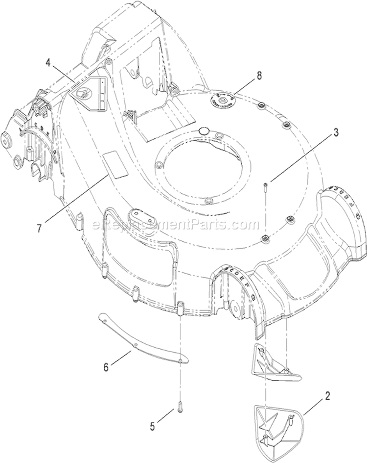 Housing Assembly Diagram and Parts List for 20090 290000001-290999999 - 2009 Toro Lawn Mower