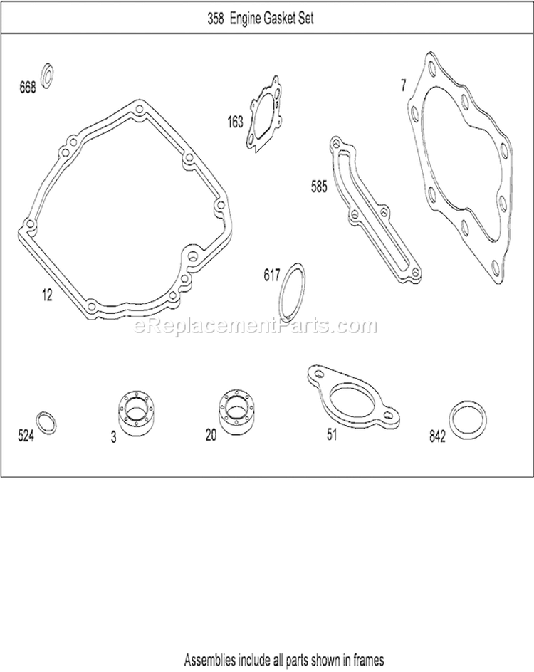 Engine Gasket Set Diagram and Parts List for 20092C 280000001-280999999 - 2008 Toro Lawn Mower