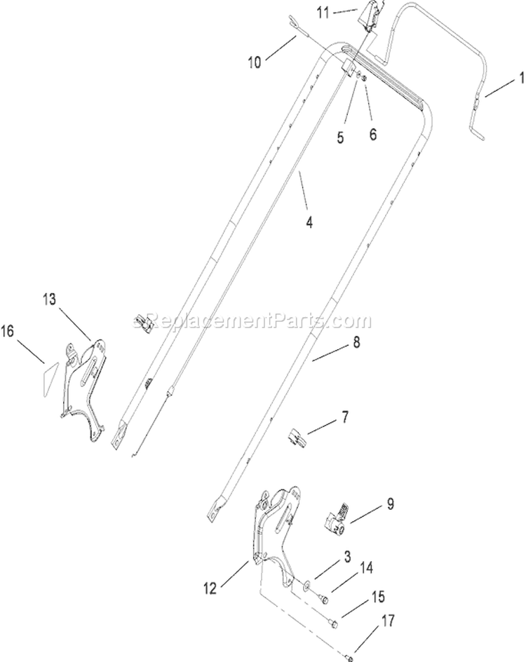Handle Assembly Diagram and Parts List for 20092C 280000001-280999999 - 2008 Toro Lawn Mower