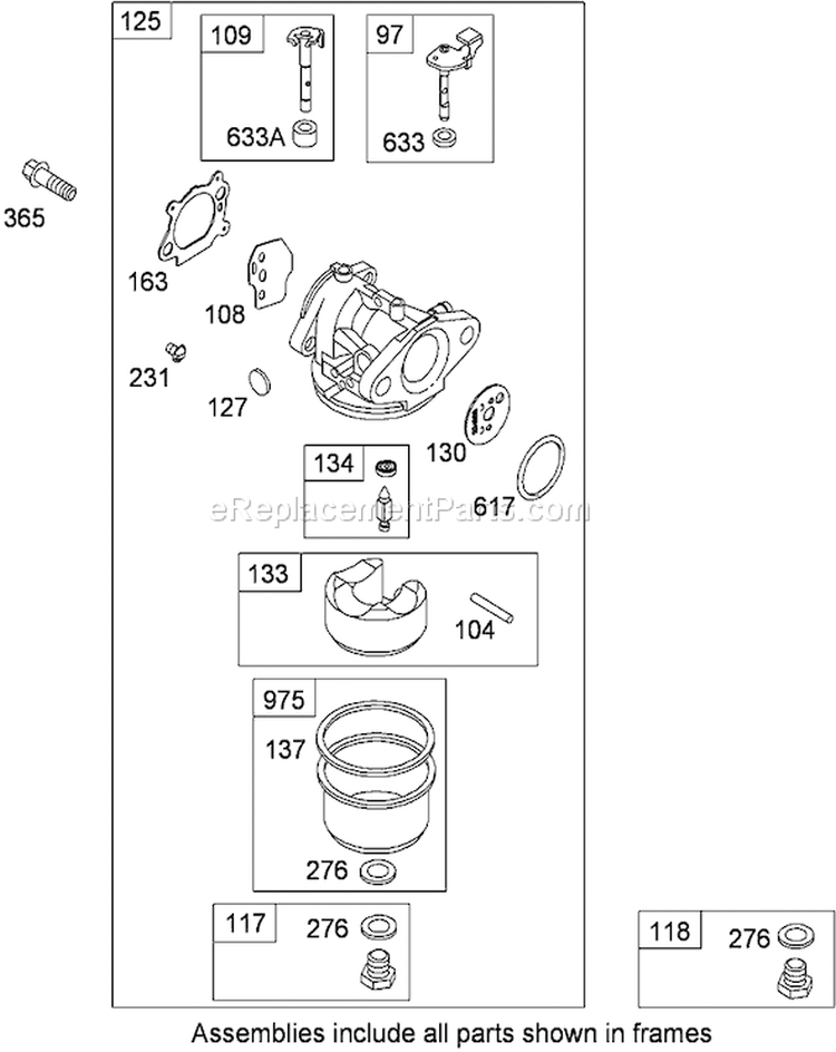 Carburetor Assembly Diagram and Parts List for 20092C 280000001-280999999 - 2008 Toro Lawn Mower