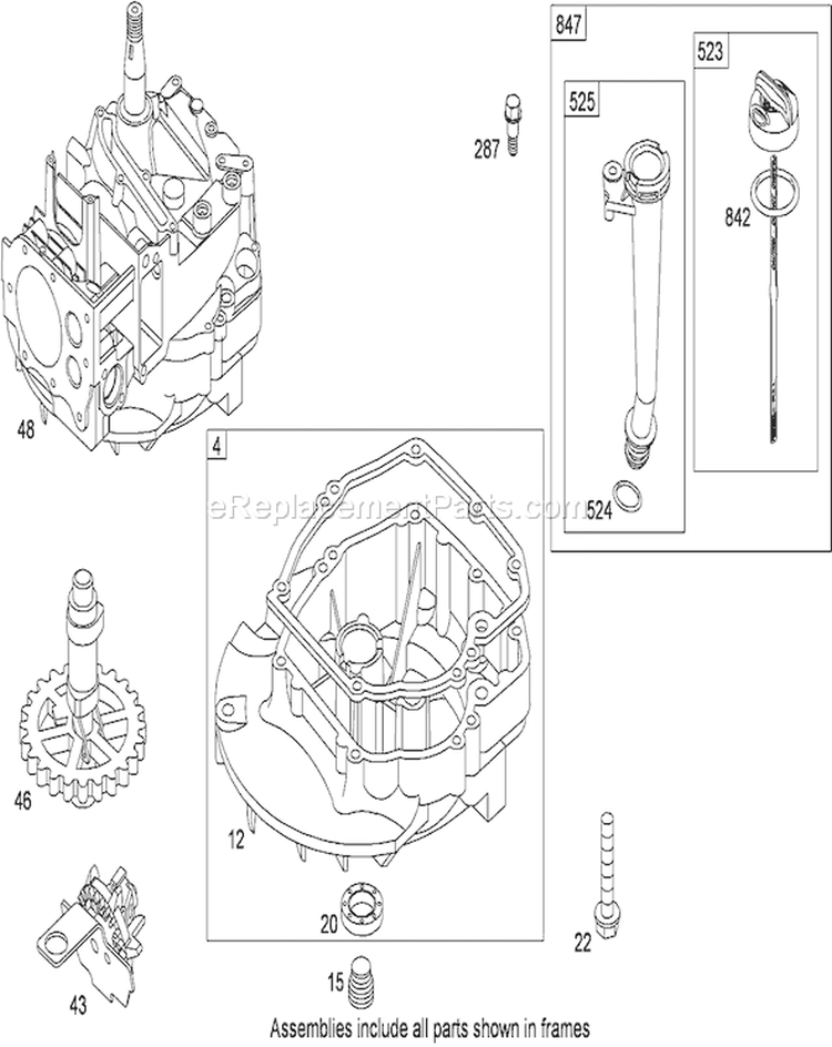Crankcase Assembly Diagram and Parts List for 20092C 280000001-280999999 - 2008 Toro Lawn Mower