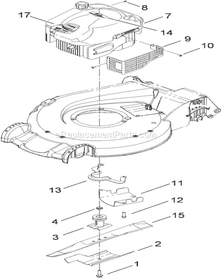 Engine and Blade Assembly Diagram and Parts List for 20092C 290000001-290999999 - 2009 Toro Lawn Mower