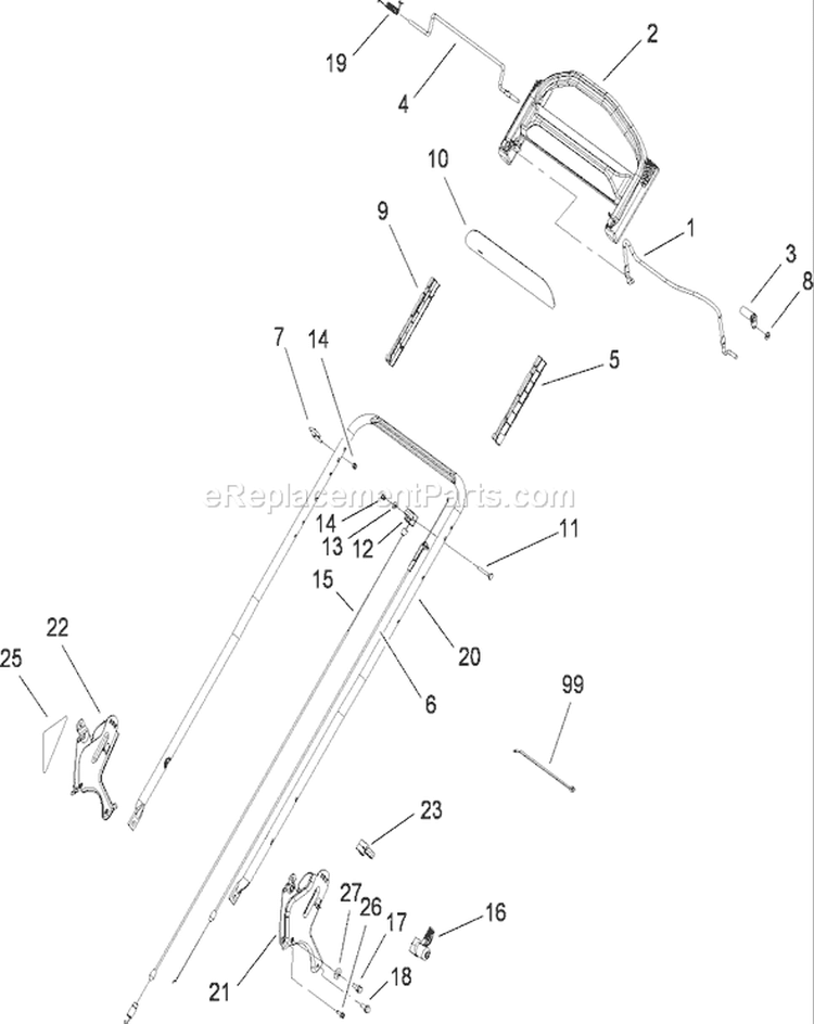 Handle Assembly Diagram and Parts List for 20092C 290000001-290999999 - 2009 Toro Lawn Mower