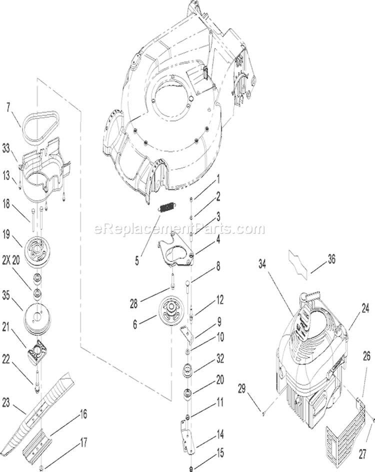 Engine Assembly Diagram and Parts List for 20093 280000001-280999999 - 2008 Toro Lawn Mower
