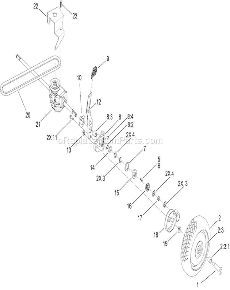 Transmission and Rear Wheel Assembly Diagram and Parts List for 20093 290000001-290999999 - 2009 Toro Lawn Mower