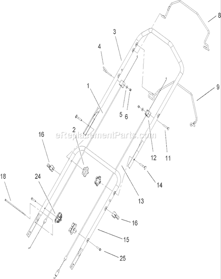Handle Assembly Diagram and Parts List for 20072 270000001-270999999 - 2007 Toro Lawn Mower