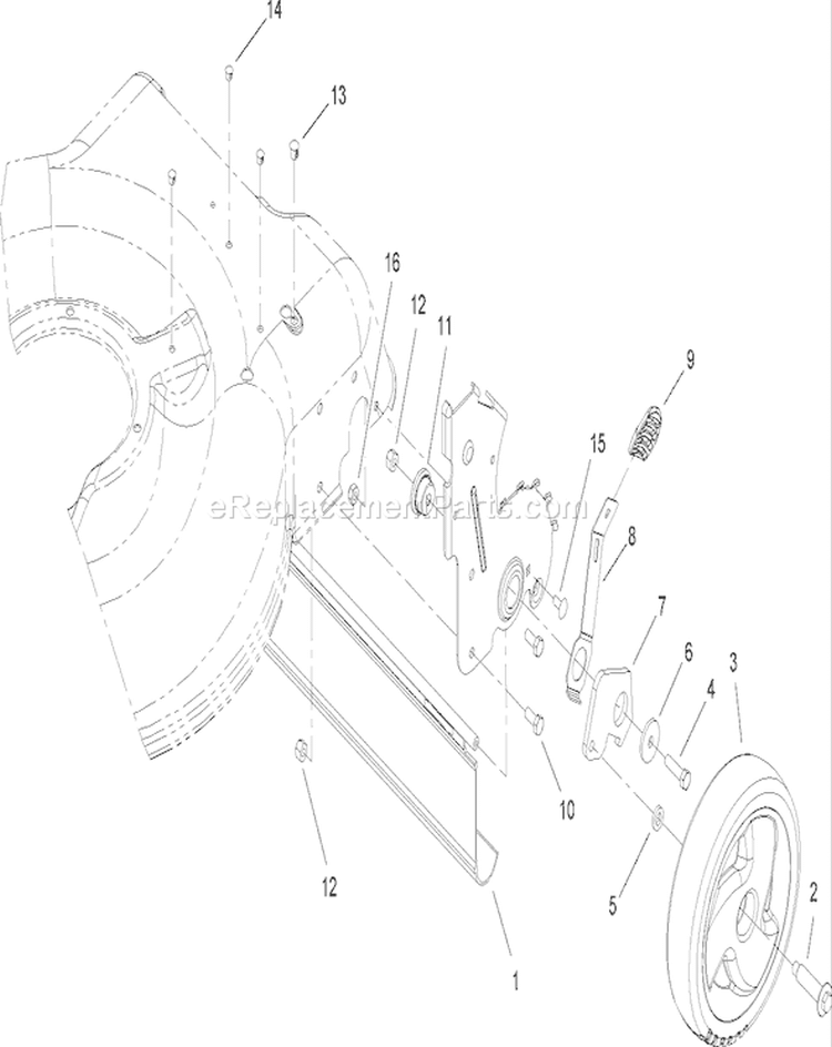 Rear Axle Assembly Diagram and Parts List for 20094 270000001-270999999 - 2007 Toro Lawn Mower