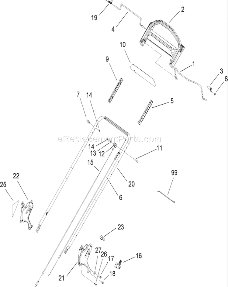 Handle Assembly Diagram and Parts List for 20095 280000001-280999999 - 2008 Toro Lawn Mower