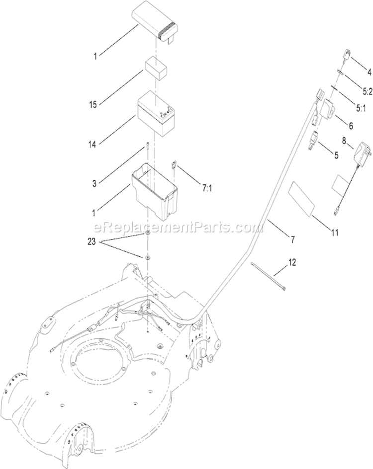 Battery and Harness Assembly Diagram and Parts List for 20095C 310000001-310999999 - 2010 Toro Lawn Mower