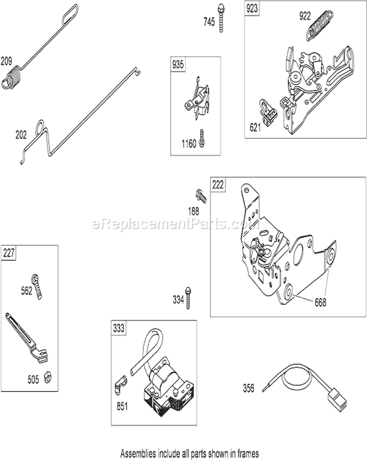 Governor Assembly Diagram and Parts List for 20095 280000001-280999999 - 2008 Toro Lawn Mower