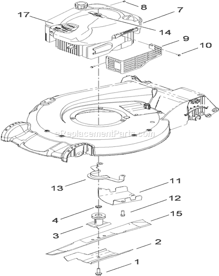 Engine and Blade Assembly Diagram and Parts List for 20095 290000001-290999999 - 2009 Toro Lawn Mower