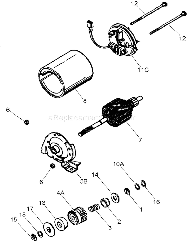 Electric Starter Assembly Diagram and Parts List for 20074A 270000001-270999999 - 2007 Toro Lawn Mower