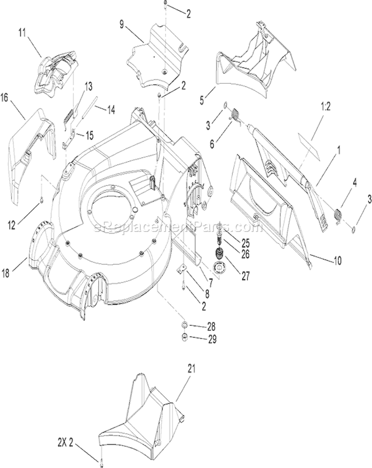 Housing Assembly Diagram and Parts List for 20099 280000001-280999999 - 2008 Toro Lawn Mower
