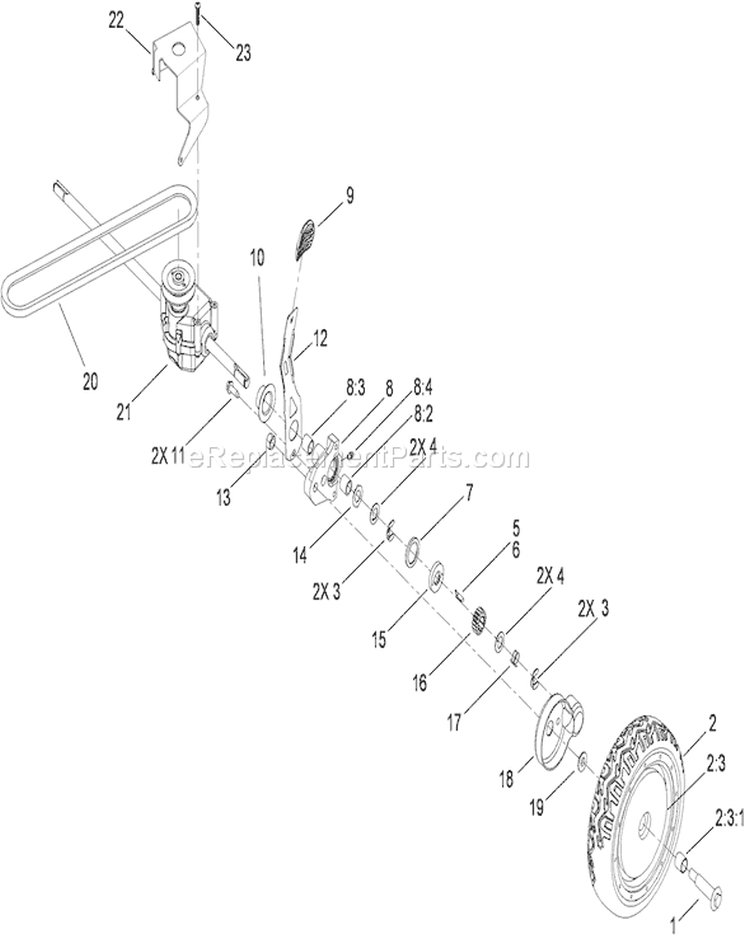 Transmission Assembly Diagram and Parts List for 20099 310000001-310000309 - 2010 Toro Lawn Mower