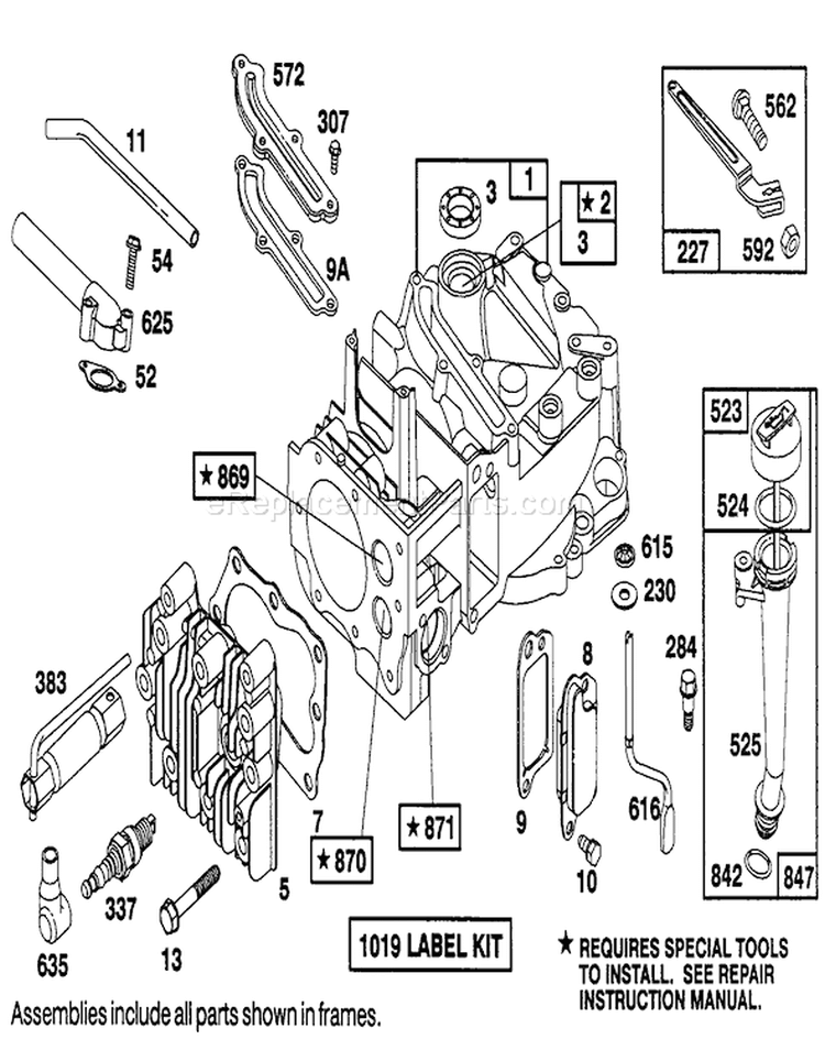 Engine Diagram and Parts List for 20101 1000001-1999999 - 1991 Toro Lawn Mower