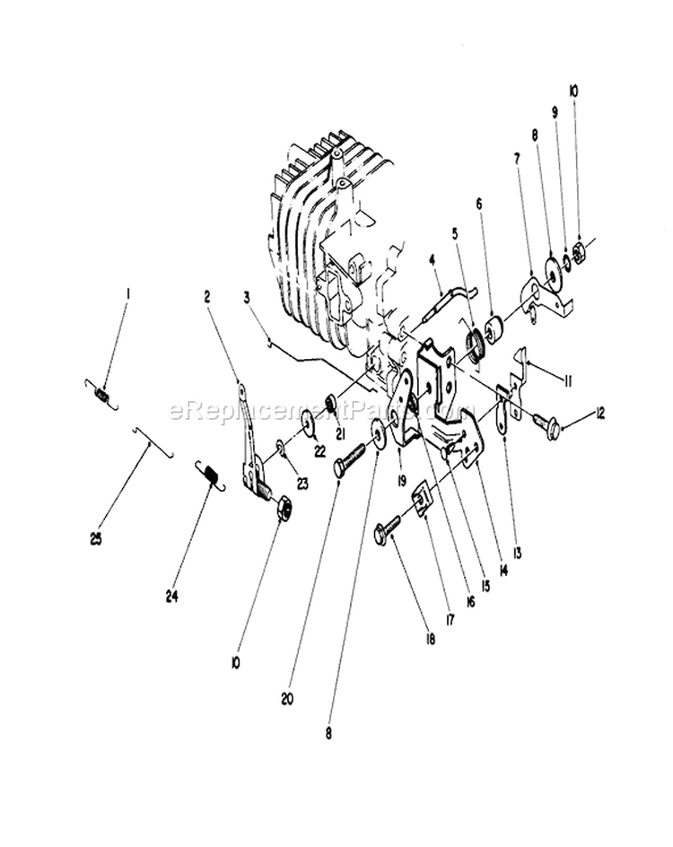 Governor Assembly Diagram and Parts List for 20103 1000001-1999999 - 1991 Toro Lawn Mower