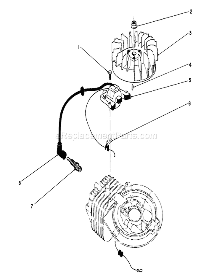 Ignition Assembly Diagram and Parts List for 20103 1000001-1999999 - 1991 Toro Lawn Mower