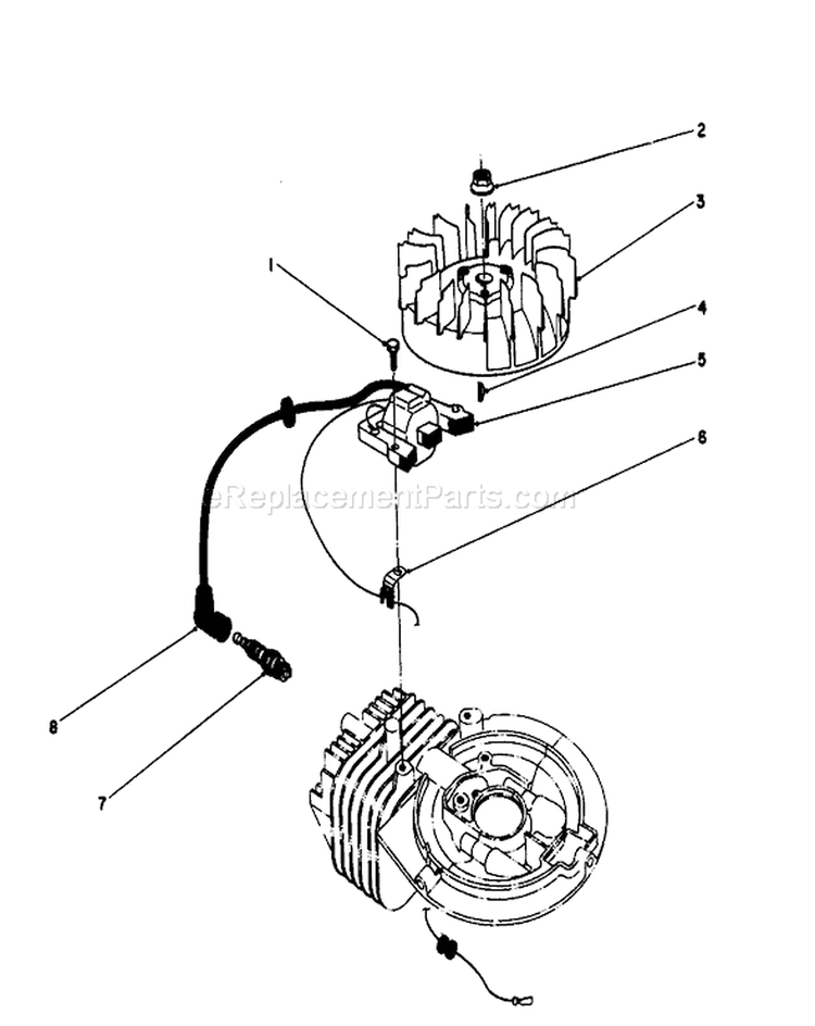 Flywheel and Magneto Diagram and Parts List for 20106 2000001-2999999 - 1992 Toro Lawn Mower