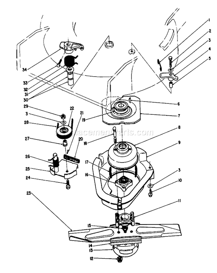 Blade Brake Clutch Assembly Diagram and Parts List for 20107 1000001-1999999 - 1991 Toro Lawn Mower