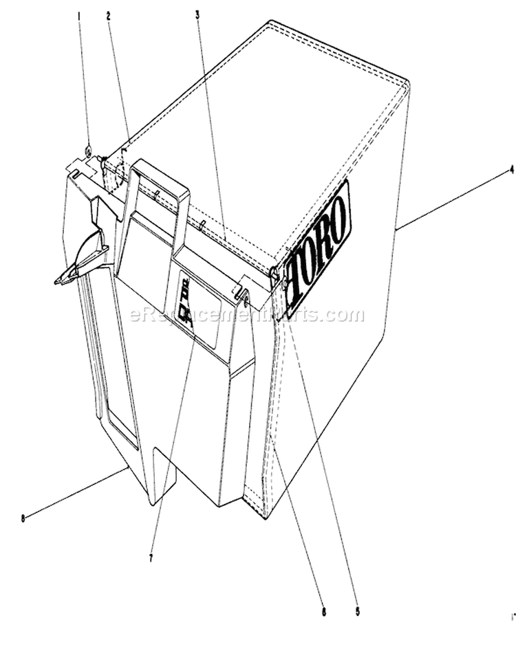 Recycler Bagging Kit Diagram and Parts List for 20107 1000001-1999999 - 1991 Toro Lawn Mower