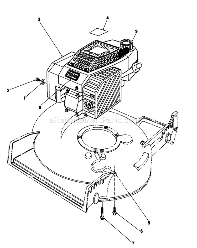 Engine Assembly Diagram and Parts List for 20107 1000001-1999999 - 1991 Toro Lawn Mower