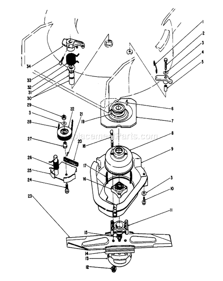 Blade Brake Clutch Assembly Diagram and Parts List for 20107 2000001-2999999 - 1992 Toro Lawn Mower