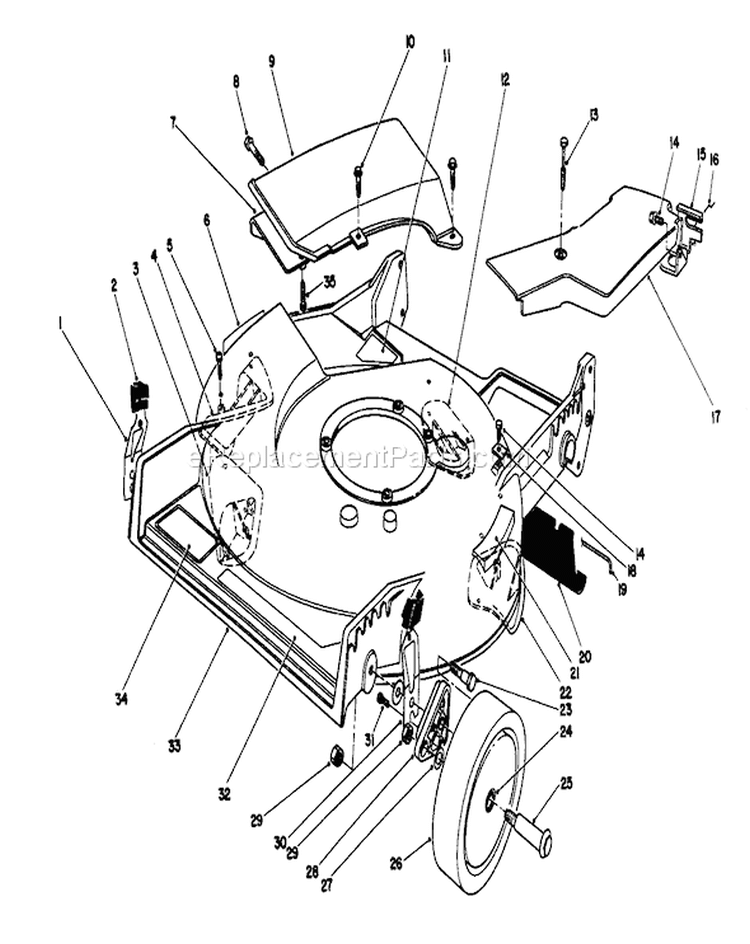 Housing Assembly Diagram and Parts List for 20107 2000001-2999999 - 1992 Toro Lawn Mower