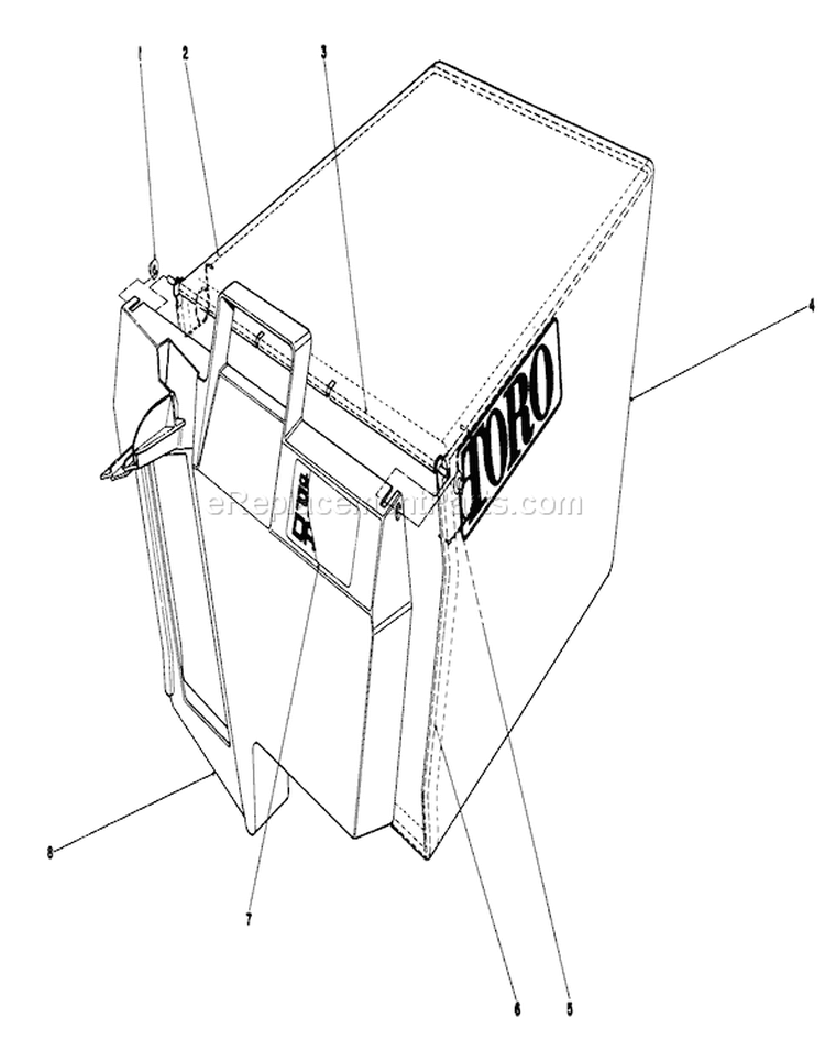 Recycler Bagging Kit Diagram and Parts List for 20107 2000001-2999999 - 1992 Toro Lawn Mower