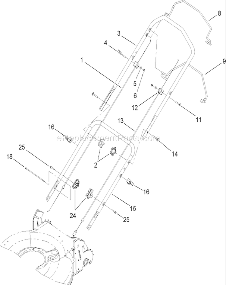 Handle Assembly Diagram and Parts List for 20065 280072442-280999999 - 2008 Toro Lawn Mower