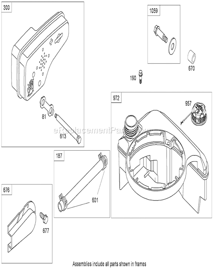 Muffler and Fuel Tank Diagram and Parts List for 20110 290000001-290999999 - 2009 Toro Lawn Mower