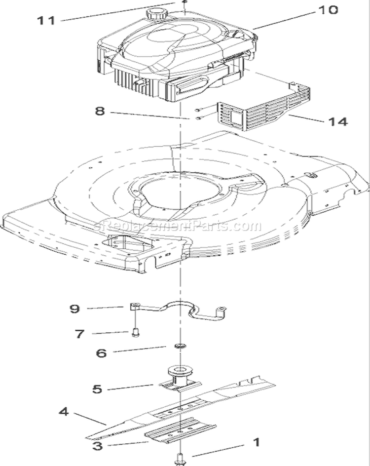 Engine and Blade Assembly Diagram and Parts List for 20111 290000001-290999999 - 2009 Toro Lawn Mower