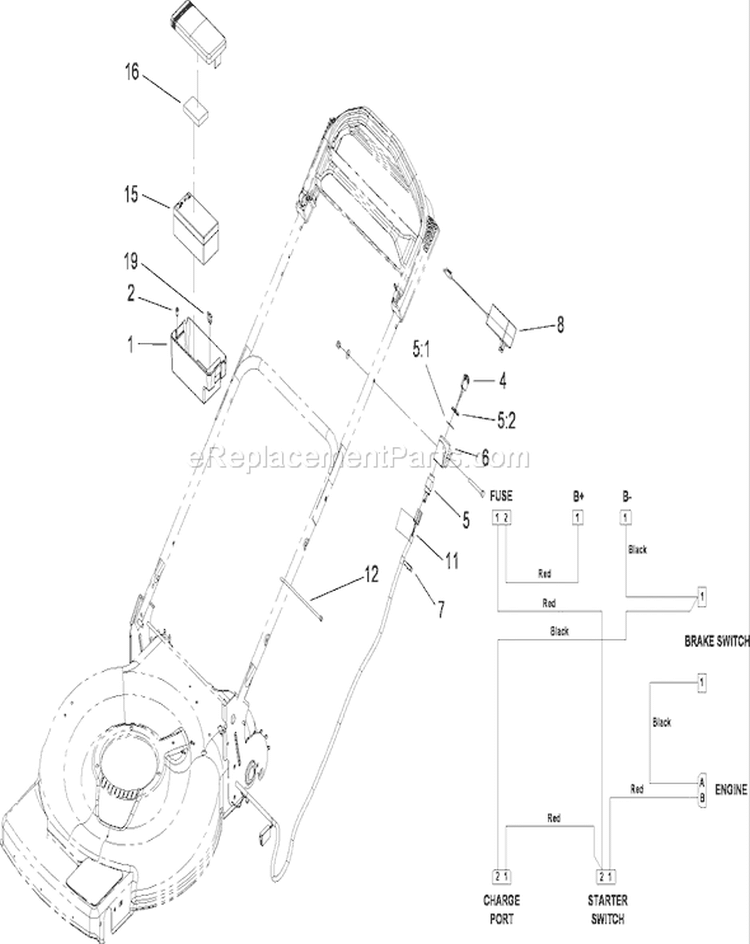 Electrical Assembly Diagram and Parts List for 20113 290000001-290999999 - 2009 Toro Lawn Mower