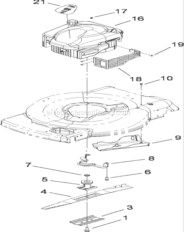 Engine and Blade Assembly Diagram and Parts List for 20113 290000001-290999999 - 2009 Toro Lawn Mower