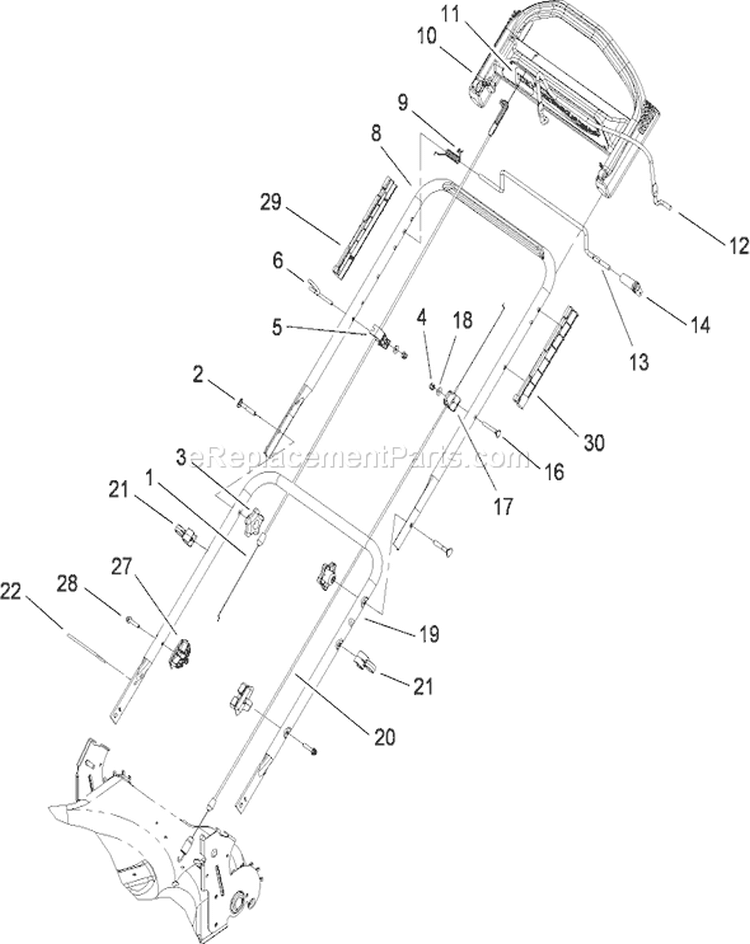 Handle Assembly Diagram and Parts List for 20113 290000001-290999999 - 2009 Toro Lawn Mower