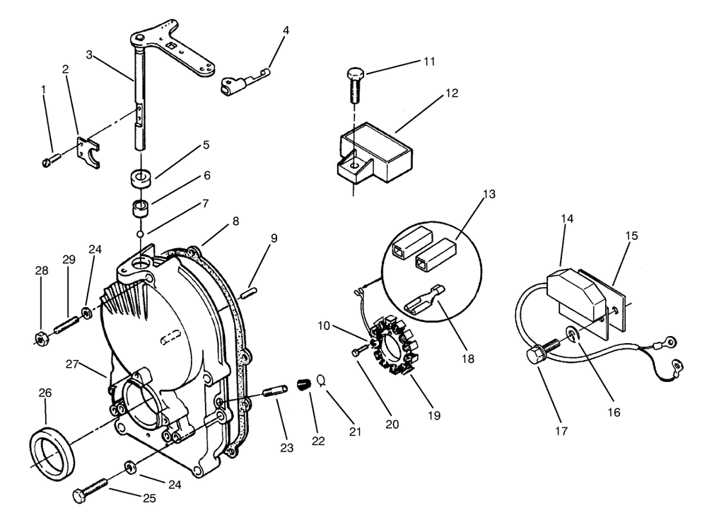 Gear Case & Ignition Controls Diagram and Parts List for 73441 7900001 - 7999999 Toro Lawn Tractor