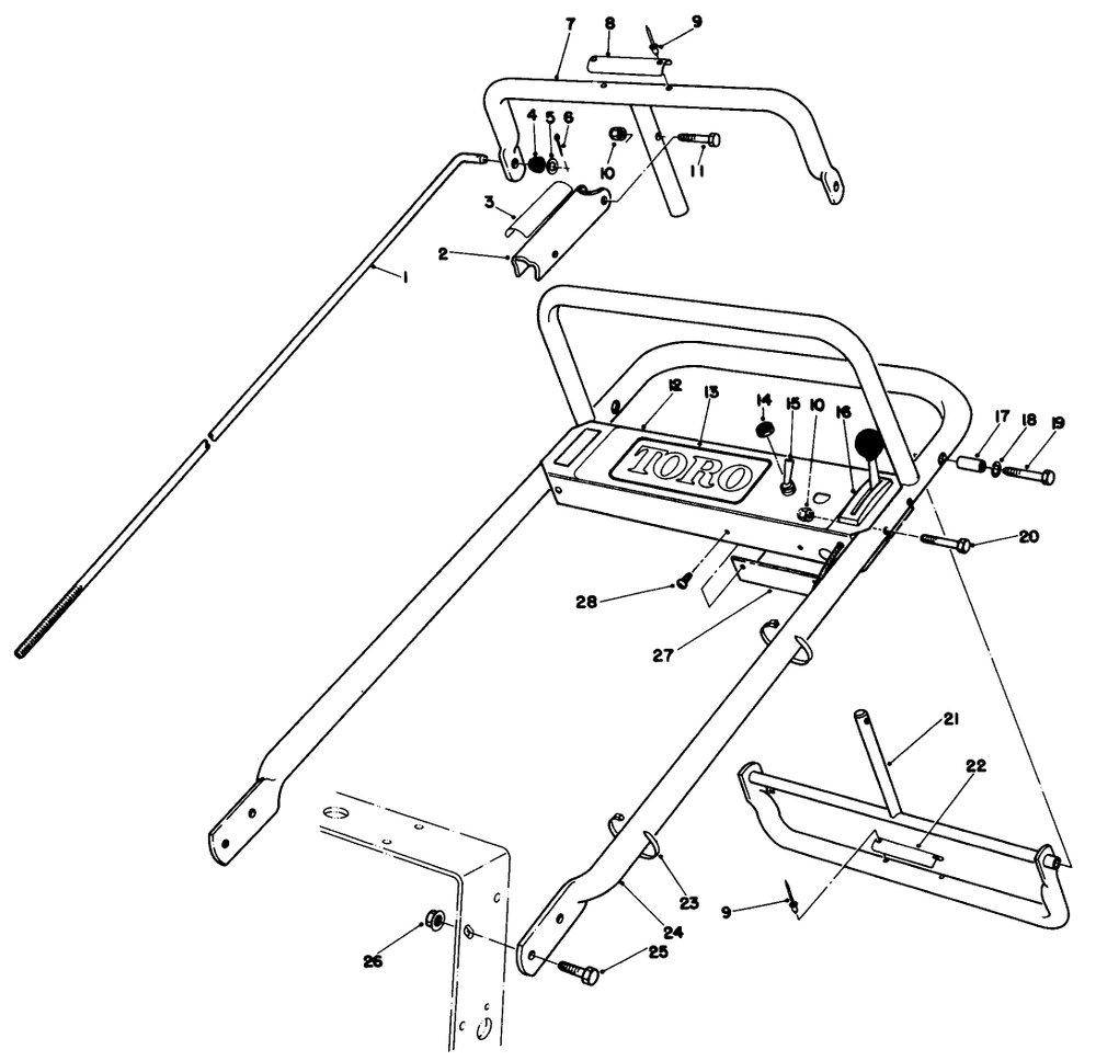 Handle Assembly Diagram and Parts List for 30111 6000001 - 6999999 Toro Lawn Tractor Accessories