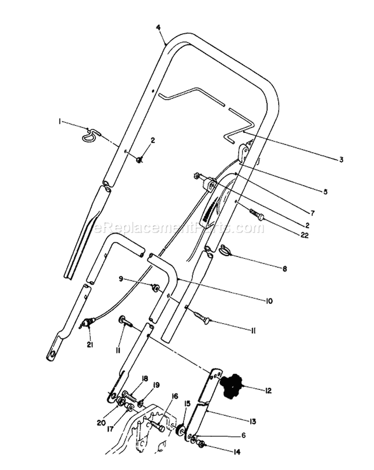 Handle & Throttle Control Assembly Diagram and Parts List for 20181WF 3900001-3999999 - 1993 Toro Lawn Mower