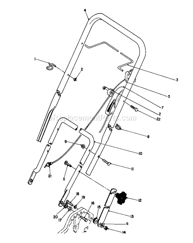 Handle & Throttle Control Assembly Diagram and Parts List for 20181 3900001-3999999 - 1993 Toro Lawn Mower
